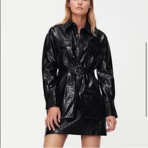 Zara Faux Croc Leather Jacket